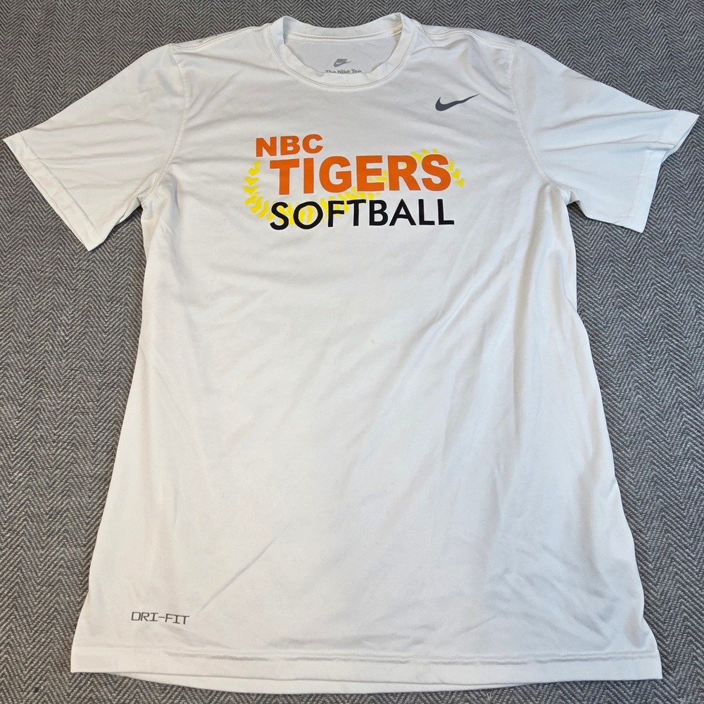 Nike Dri-FIT NBC Tigers Softball Graphic Tee White Medium Short Sleeve Shirt